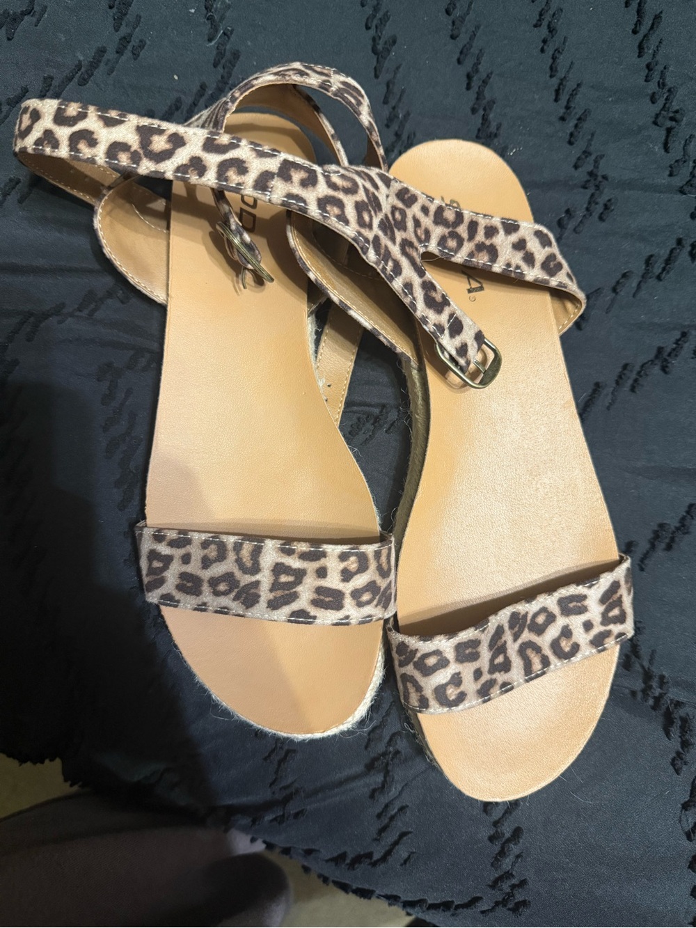 Leopard Print Women's Strappy Sandals - Brown